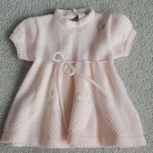 Vintage Pink Knit Baby Dress